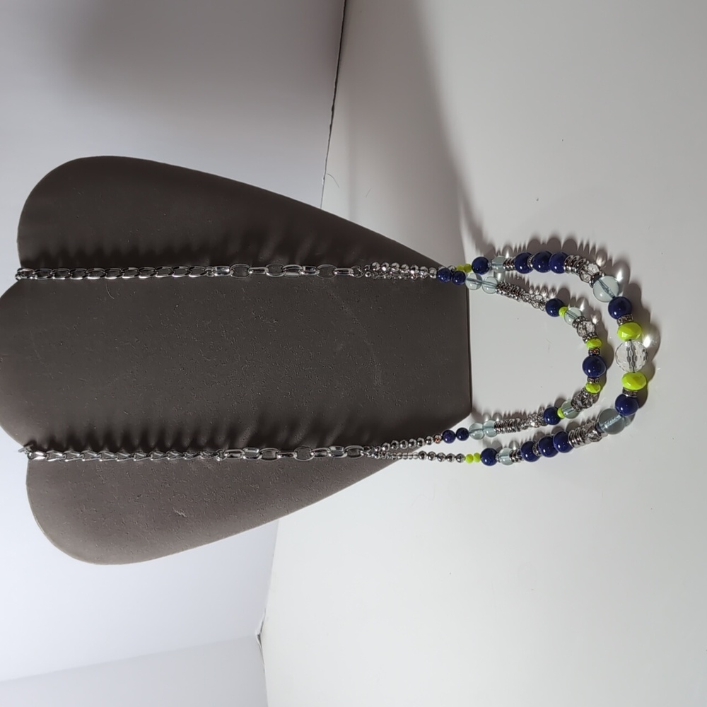 Vintage Loft Double Strand Silver & Beaded Necklace